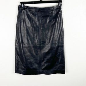 PURE COLLECTION 100 % Leather Black Lined Skirt, Size 4
